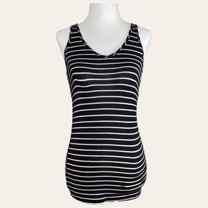 Reitmans Tank Top Reversible Striped Black and White